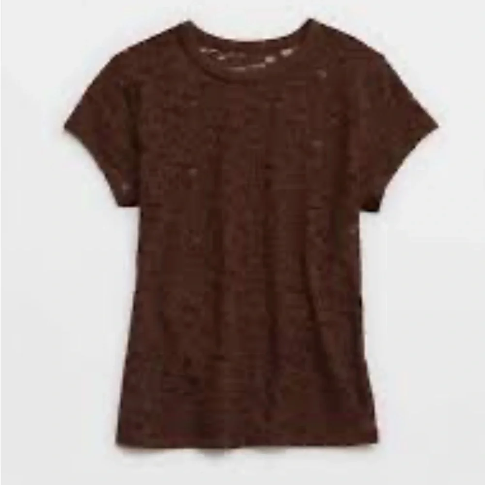 NWT Aerie Lace Vintage Short Sleeve Brown Top On Trend SZ L & XL Avail - Picture 2 of 11